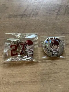 楽天イーグルス クレゲ 似顔絵 キーホルダー&缶バッジ #27 岡島豪郎