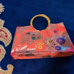 花柄赤 クラッチバッグ