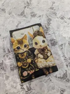 ハンドメイド　文庫本　ブックカバー　文庫本カバー　幻想的な猫とうさぎ
