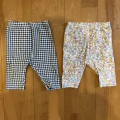 UNIQLO ギンガムチェック ポール＆ジョー 花柄 7分丈レギンス 80