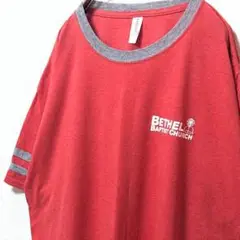 ジャージーズ ベテルパプテストチャーチ ロゴ Tシャツ ピンク桃色朱色 L 古着