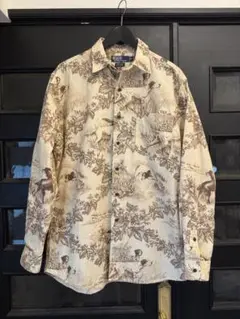 90s ラルフローレン MARLOWE コットン シャツ M ハンティング 犬柄