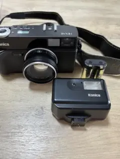 KONICA HEXAR　フラッシュセット HEXAR シルバー 専用フラッシュHX-14AUTO 付き 【K377
