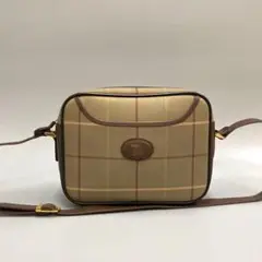 極 美品 バーバリー ノバチェック レザー ショルダーバッグ ポシェット 茶
