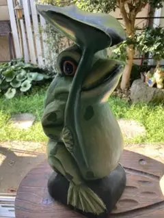 インドネシア#木製カエルの置物 約37cm
