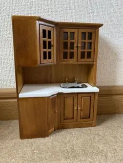 木製ミニチュアキッチン シンク付き