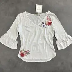 【新品】KEITA MARUYAMA ケイタマルヤマ　花柄刺繍　七分袖カットソー