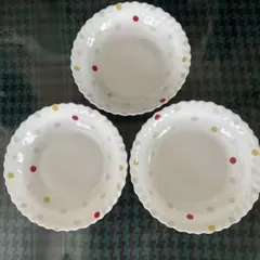 iwaki　ファミエット　バスティーユ　水玉柄 深皿 18cm ×3点セット