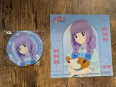アイカツ LinkRibbon 缶バッジ 特典ステッカー 氷上スミレ セット