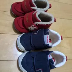ミキハウス キッズシューズ 赤 ネイビー セット