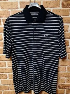 ほぼ未使用！ナイキゴルフNIKE GOLF ブラックストライプ ポロシャツXL