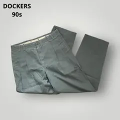 希少カラー！90s DOCKERS ツータックチノ グレー カーキ W34 美品