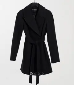 イギリス購入 asos Aライン コート 黒 ウエストマーク
