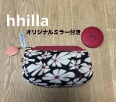 【新品】hhilla ポーチ　花柄　赤✖️紺✖️ベージュ　オリジナルミラー付き