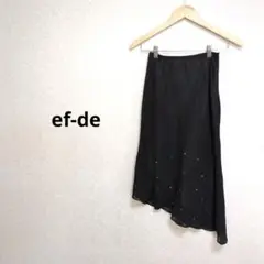 美品✨️エフデ 黒 アシンメトリースカート ビジュー付き