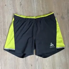 odlo ランニングショーツ M 黒/黄緑