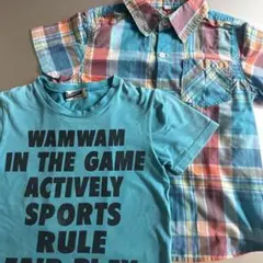 Tシャツ（WAMWAM）&チェックシャツ　２枚セット130cm