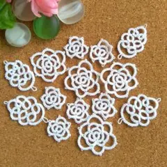 (No,43,44)薔薇(バラ)のお花畑セット(白) タティング