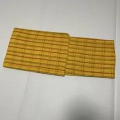 黄色チェック柄　着物　ウール　レトロ