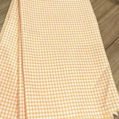 オレンジ　チェック　ポリエステル　生地巾たっぷり150cm