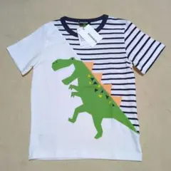 未使用タグ付 クレードスコープ 恐竜 半袖 Tシャツ 110cm 白 ボーダー