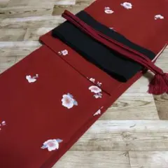 洗える着物 袷 赤 真紅 さんび 中古