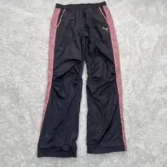 【訳あり‼️】 プーマ ジャージ 黒 ピンク ライン パンツ シンプル M