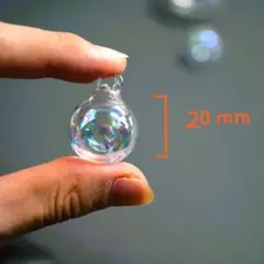 シャボン玉チャーム 水入り ガラスドーム オーロラ　14mm
