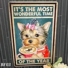ブリキ看板 BF03 犬 置物 アート プレート ペット 雑貨 インテリア イヌ