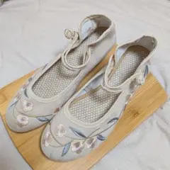チャイナ フラットシューズ アイボリー 24cm