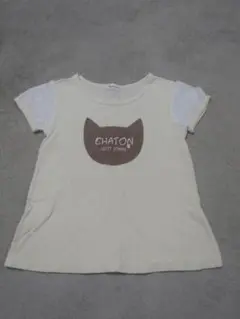 キッズ　半袖Tシャツ　黄色　ねこ　120cm