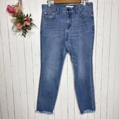 ブラウニースタンダード　カットオフストレッチデニム　【L】　ブルー　クロップド丈