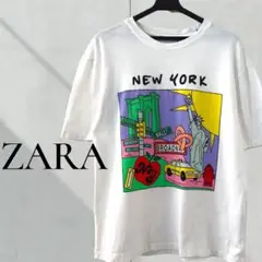 A274【美品】ZARA NEW YORK グラフィック アート　Tシャツ 半袖