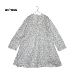 address ✨花柄 長袖チュニック　コットン　透け感　ノーカラー　Lサイズ