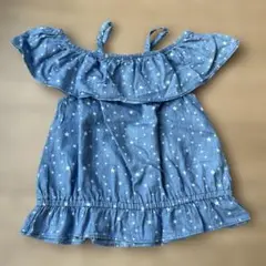デニムブルー 星柄 オフショルダー トップス 110cm