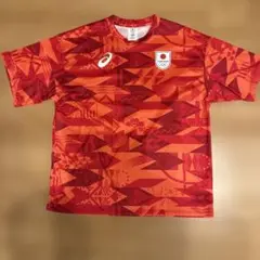 古着】ASICS TEAM JAPAN オリンピックシャツ Mサイズ　レッド