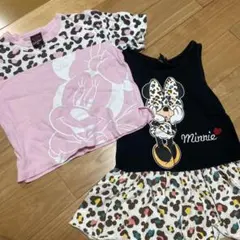 ミニーマウス Tシャツ ヒョウ柄スカート セット