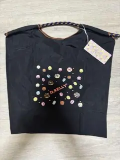 [レア柄]D.KELLY / ディーケリー 刺繍 エコバッグ　黒