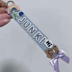 ネームタグ JUNKI クマ リボン付き　水色