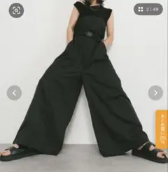 HANNE ブラック ワイドサロペット フリーサイズ