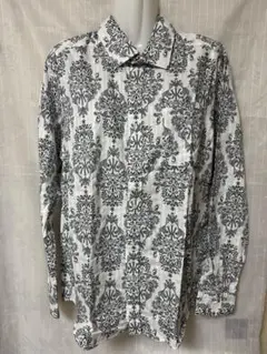 [新品]花柄長袖シャツ ホワイト/ブラック
