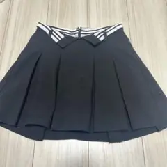 Darich 黒いプリーツスカート ストライプウエスト