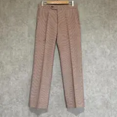 TAC(ONE)センタープレスストレートパンツ＊千鳥格子＊レトロ＊ウール混＊赤
