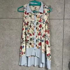 新品★花柄チュニック★レーヨンMサイズトップスシャツシャツワンピースF