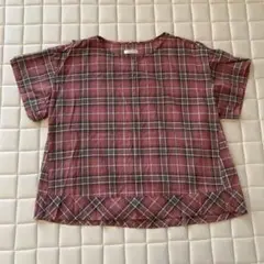 ESSEME 赤ピンク系　チェック柄 半袖シャツ