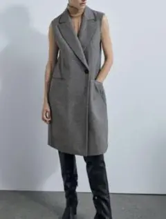【完売商品 Sサイズ】ZARA ザラ ジレ ベスト グレー ⭐︎美品⭐︎