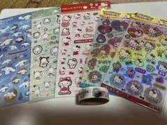 ハローキティ・シナモロール他シール 5点とマスキングテープ1点の6点セット