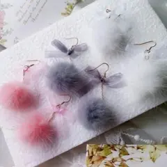 お値下げ！ファーリボン♡ピアス