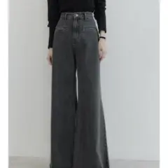 AMEL ヘムフレアライトブラックデニム　新品