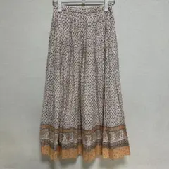 【新品未使用品AMERICANHOLIC花柄ロングスカート夏ベージュ系綿100%